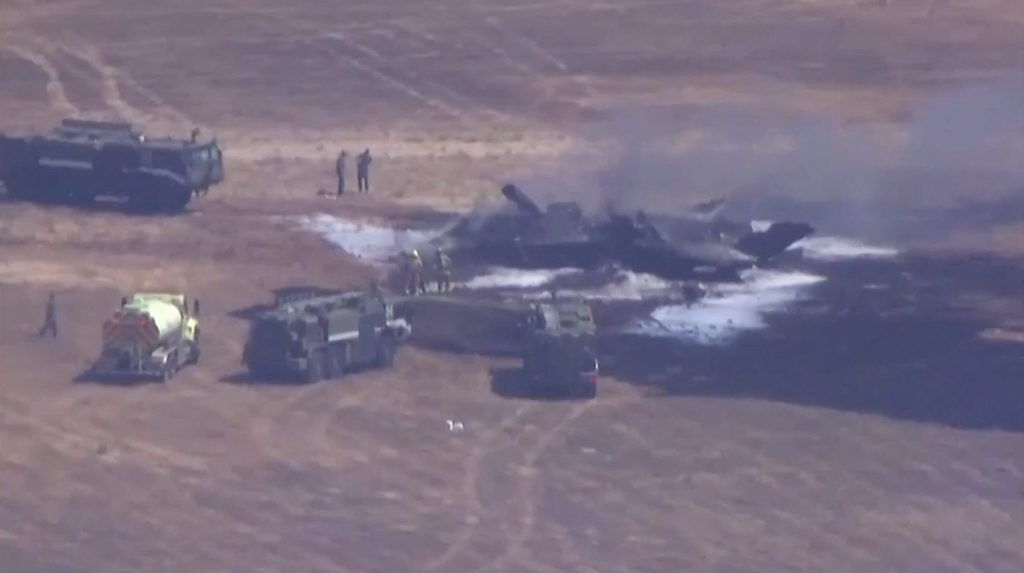 F-35B jet crashes in California, pilot safely ejects