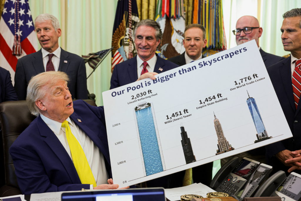 Trump frequently discusses the Reflecting Pool and White House ballroom