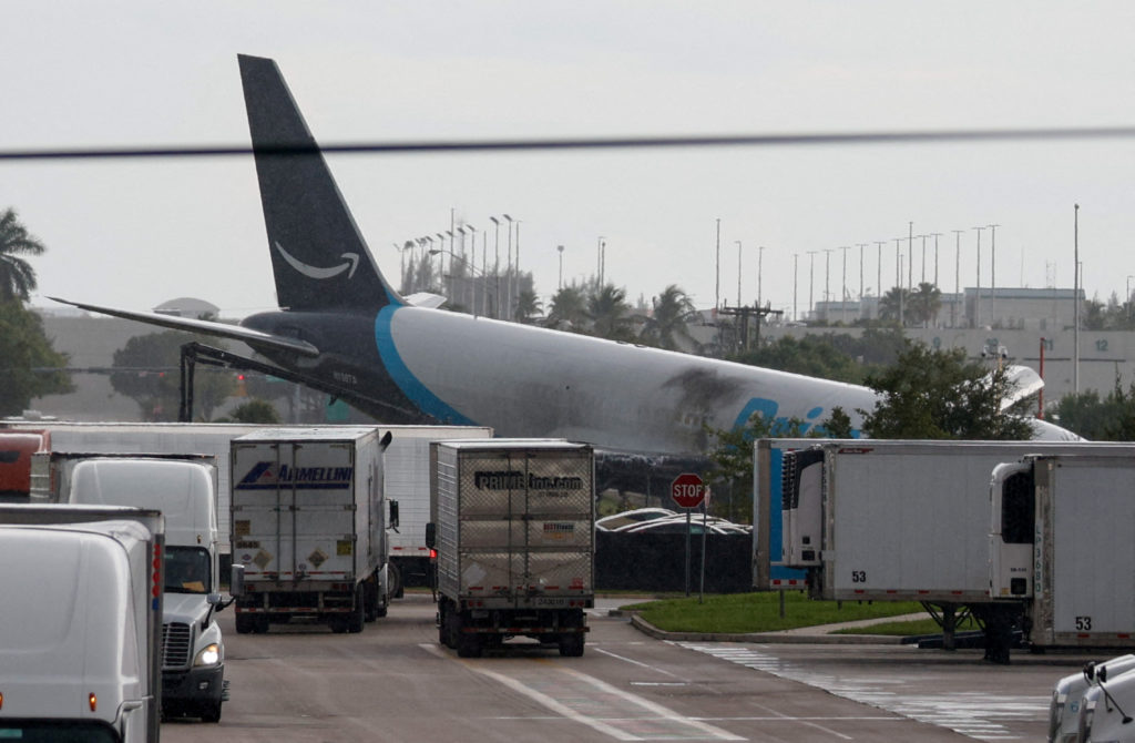 Amazon cargo plane crashes off runway at Miami airport, five confirmed dead