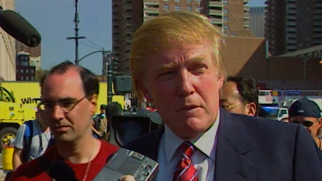 Trump speaks to reporters near Ground Zero after the Twin Towers attack