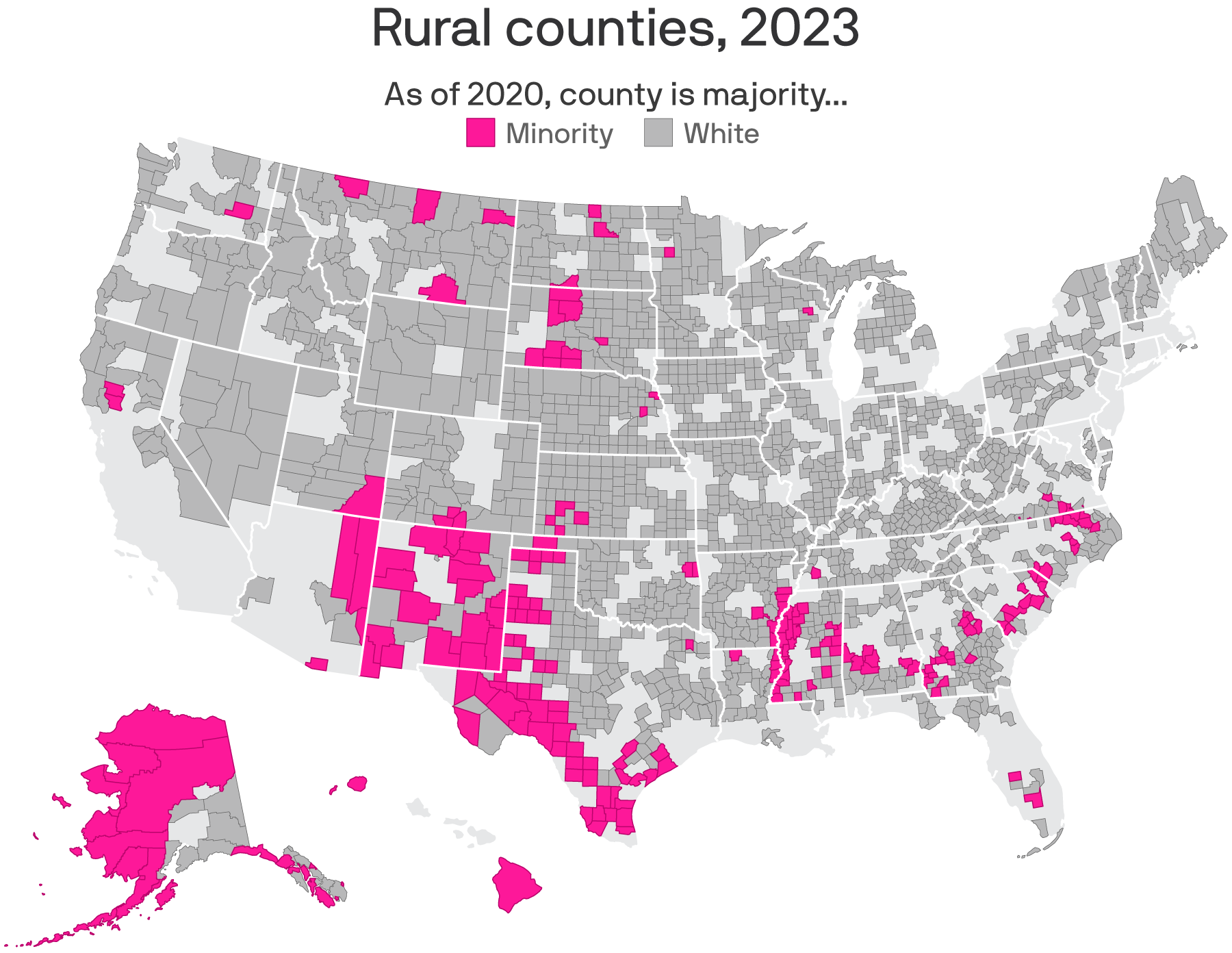 U.S. rural counties with majority-minority populations surpass urban and suburban areas