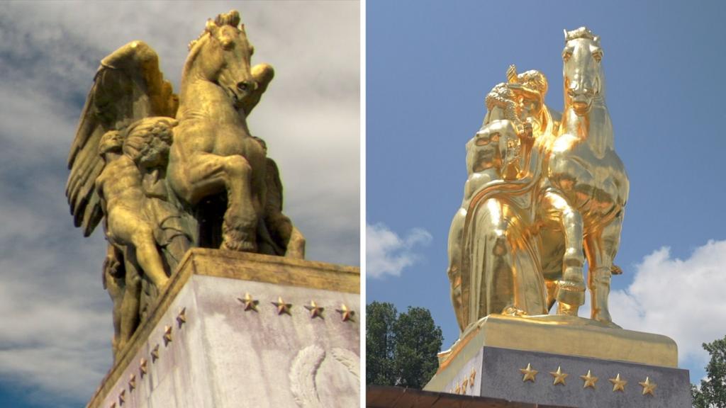 Washington horse statues near Lincoln Memorial receive gold regilding