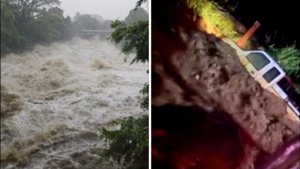 Flash flood impacts vehicle in Hawaii amid tropical storm warnings