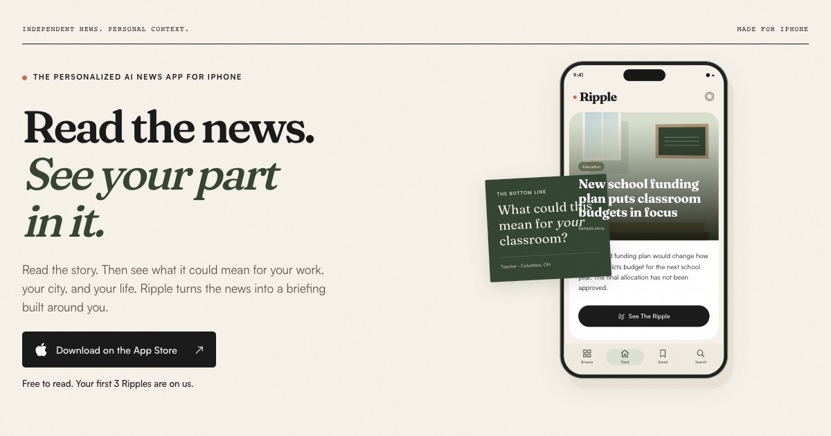 Ripple News AI Personal News screenshot 1